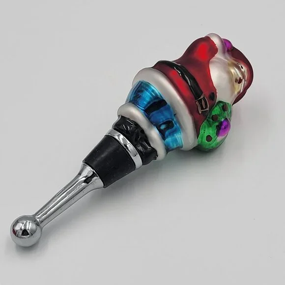 Hand-Blown glass  Santa Claus Wine Bottle Stopper With Gift Box - Picture 2 of 7